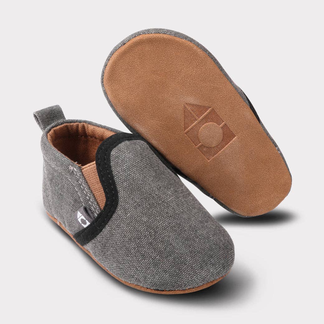Charcoal Brown Rascal Soft Sole Boys Slip-On Crib Shoe for wholesale on Faire10