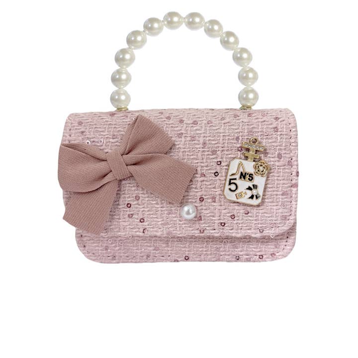 Adorable sac en tweed avec rabat à sequins, grand nœud et breloque pour la vente par Dear Ellie