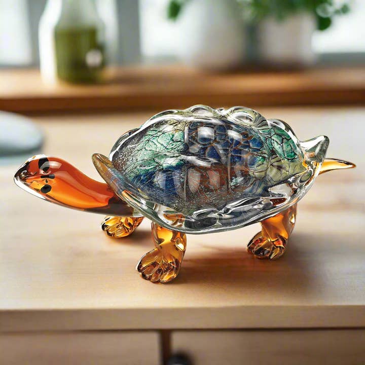 Firestorm Murano Style Art Glass Turtle L12 x 6 x 5" for wholesale by Badash