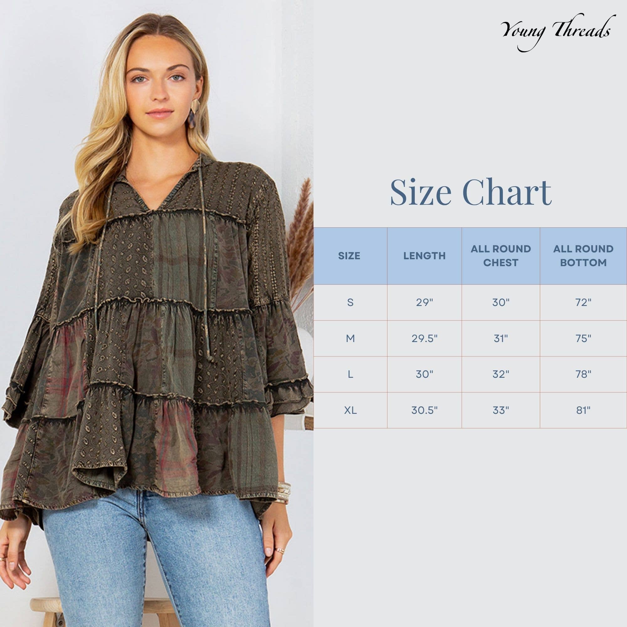 Young Threads - Vente Tunique – femme - Fusion artistique : Haut Jhabla surteint avec broderie également en PLUS12