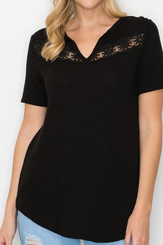 A.gain – Engroshandel Tunika - Dame – 10721SS518 - FRONT SNØRET DETALJE KORT ÆRME SOLID TOP8