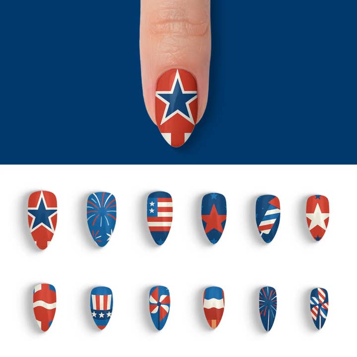 FYNE BODY - Wholesale Press-on/fake nails - Chrome Candy 4th of July Press-On Nails1