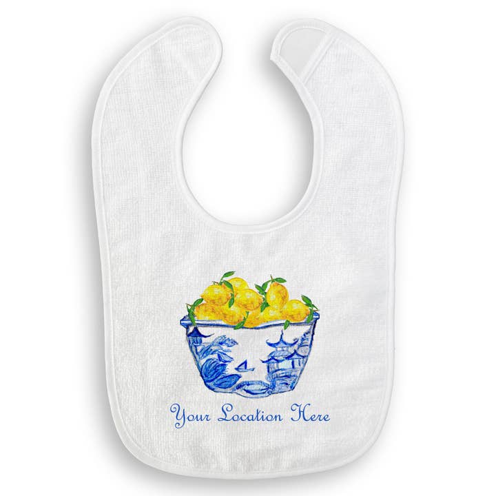 French Graffiti - Wholesale Tea Towel - Blue & White Bowl with Lemons and Location15