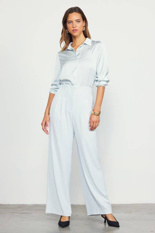 SKIES ARE BLUE - Wholesale Pants - Women's - Recycled Pintuck Wide Leg Pants
2