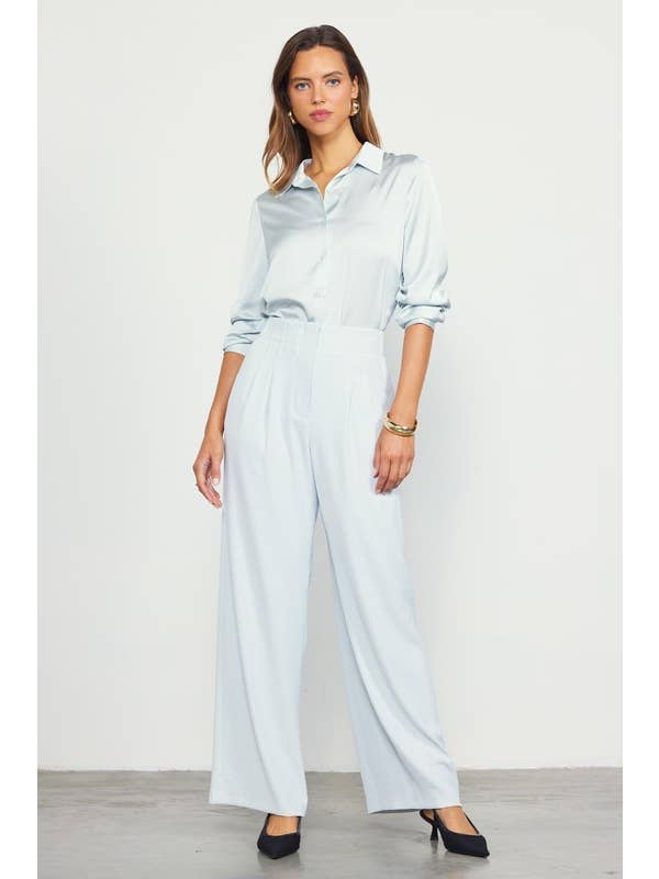 SKIES ARE BLUE - Wholesale Pants - Women's - Recycled Pintuck Wide Leg Pants
2