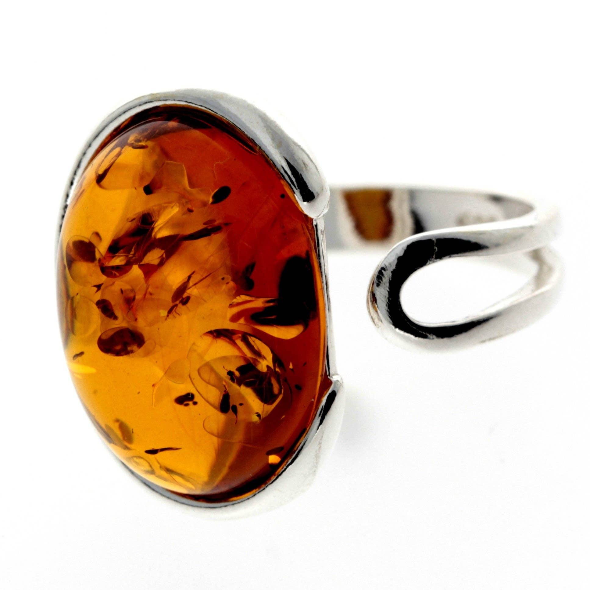 SilverAmber Jewellery - Wholesale Cocktail/gelegenheidsring - Verstelbare ring van 925 sterling zilver met Baltisch barnsteen - GL4642