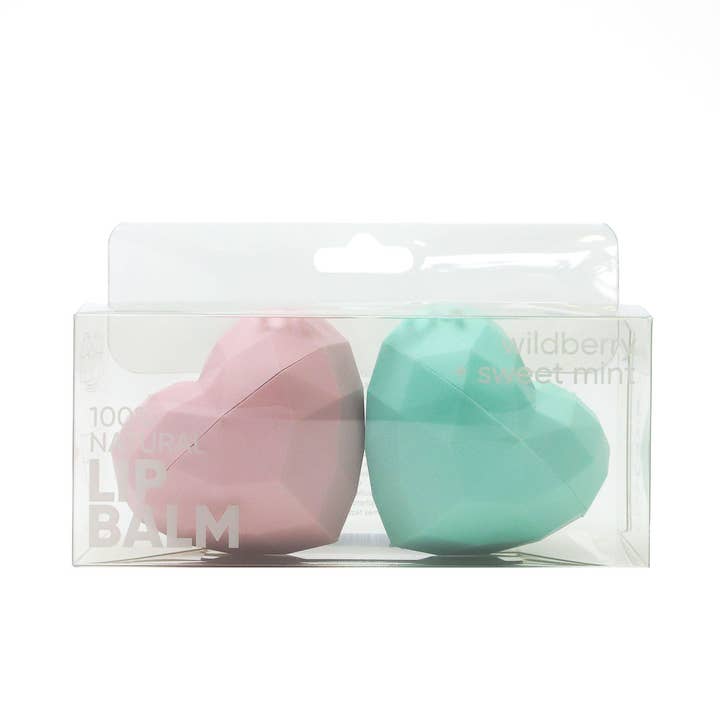 Rebels Refinery - Wholesale Lip Balm - 2 Pack Heart Lip Balm PEGGABLE 100% Natural Mint /Wildberry