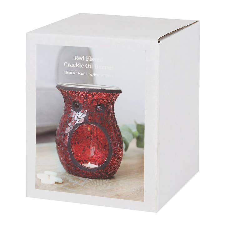 Something Different Wholesale - Wholesale Oil Warmer - Large Red Crackle Glass Oil Burner and Wax Warmer