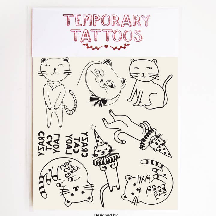 Missy Minzy - Wholesale Temporary tattoo - Crazy Cat Lady Temporary Tattoos
