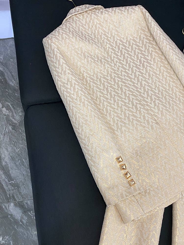 Farbe als Bilder SY383 Jacquard-Anzug mit schmaler Hose - Zweiteiliges Set für den Großhandel auf Faire8