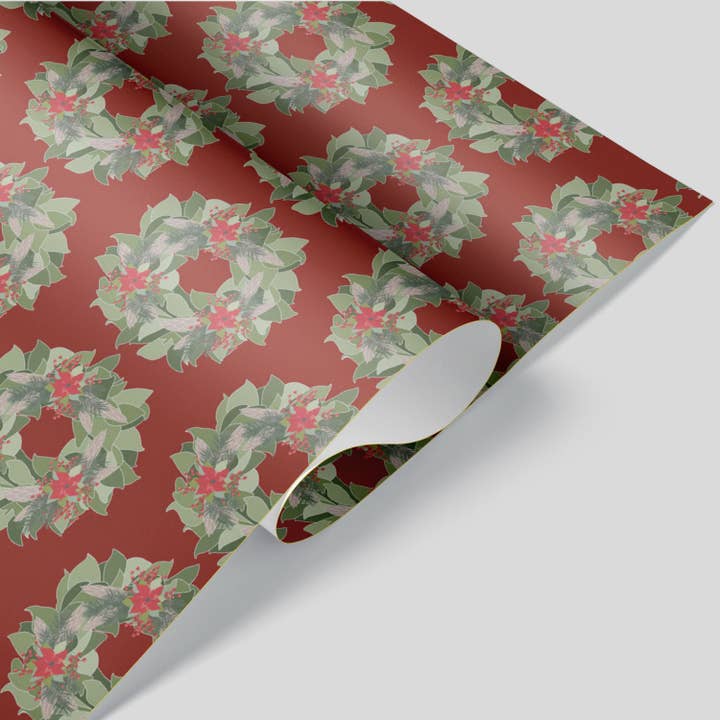 Kartoti Designs - Wholesale Wrapping Paper Roll - Magnolia Wreath Christmas Wrapping Paper1