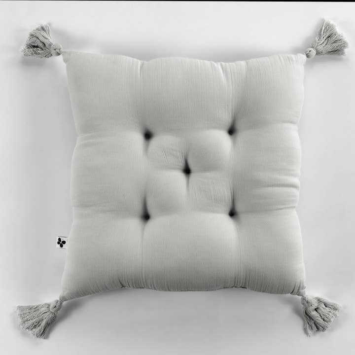 L'effet Papillon – wholesale Chair cushion – 5-point padded cushion with tassels Cotton gauze 40 x 4