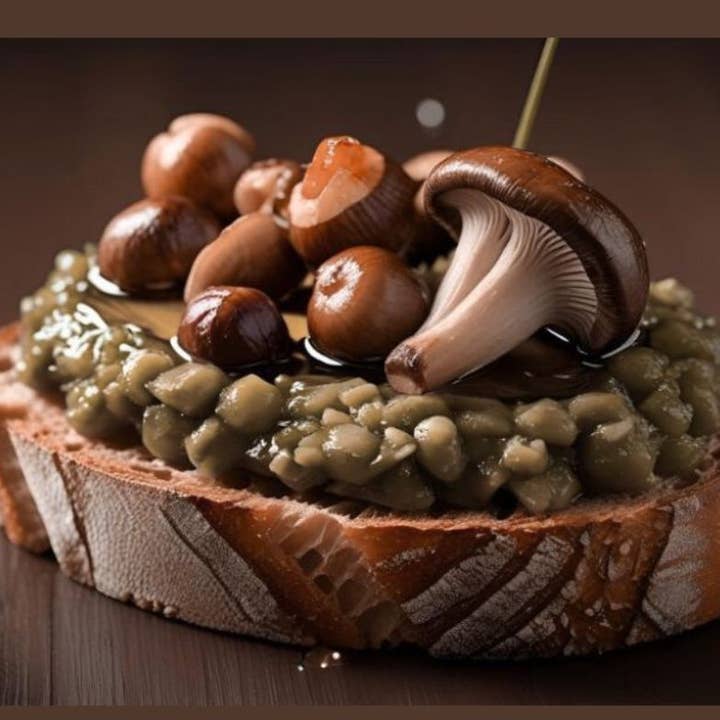 Grüner Olivenaufstrich mit Steinpilzen & Kastanien 180g für den Großhandel von CATRICE GOURMET