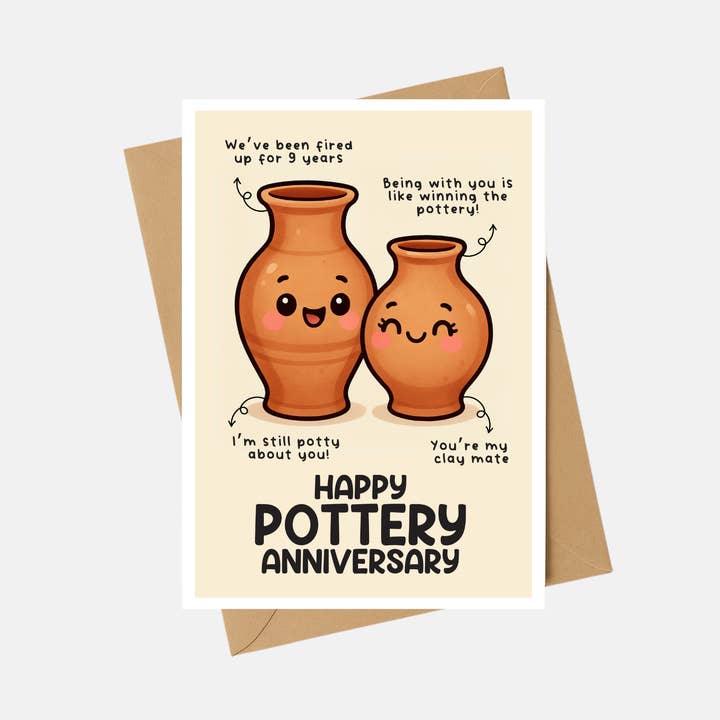 Anniversary Card - Pottery Anniversary card - A6 for wholesale by The Playful Press