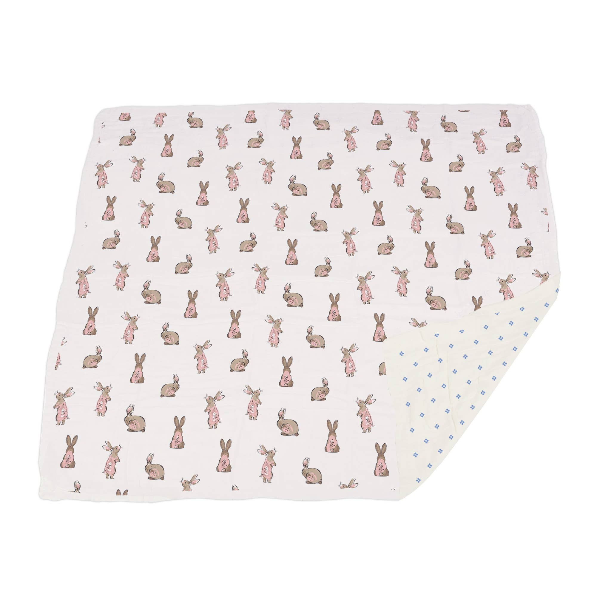 Newcastle Classics - Wholesale Bedding Blanket - Kids & Baby - Powder Pink Bunnies & Periwinkle Diamond Polka Dot Blanket3