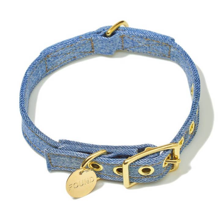 Let denim lærred kat- og hundehalsbånd for engroshandel hos Found My Animal