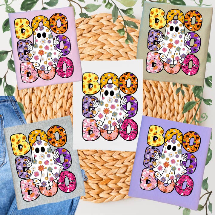 Boo Boo Boo Ghost Graphic T-shirt for wholesale by Duck Creations Wholesale