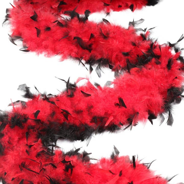 Tipped Chandelle Feather Boa - Heavyweight - Red/Black for wholesale by Zucker Feather Products