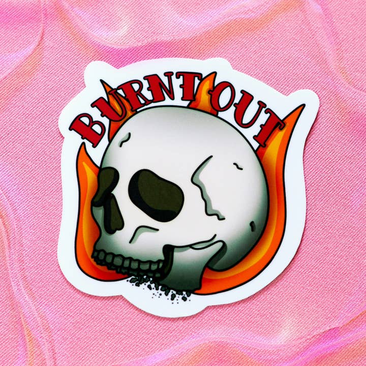 Autocollant Burnt Out Skull de 3 pouces | Papeterie mignonne et effrayante pour la vente par ten31stickers