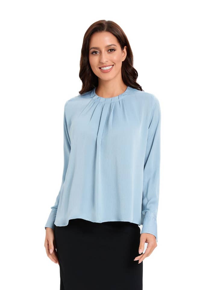 Serene Skyline Blue Top for wholesale by Miss Finch NYC