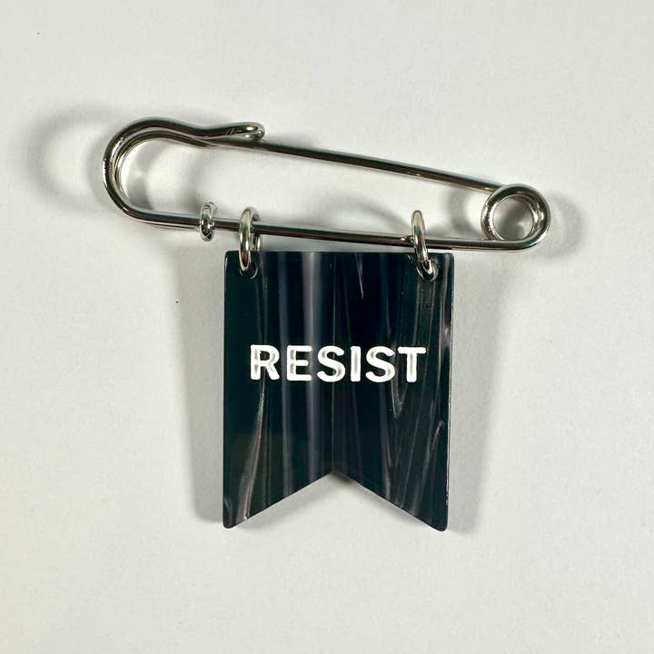 Resist Banner Ribbon Safety Pin for wholesale by Foolish Fetish