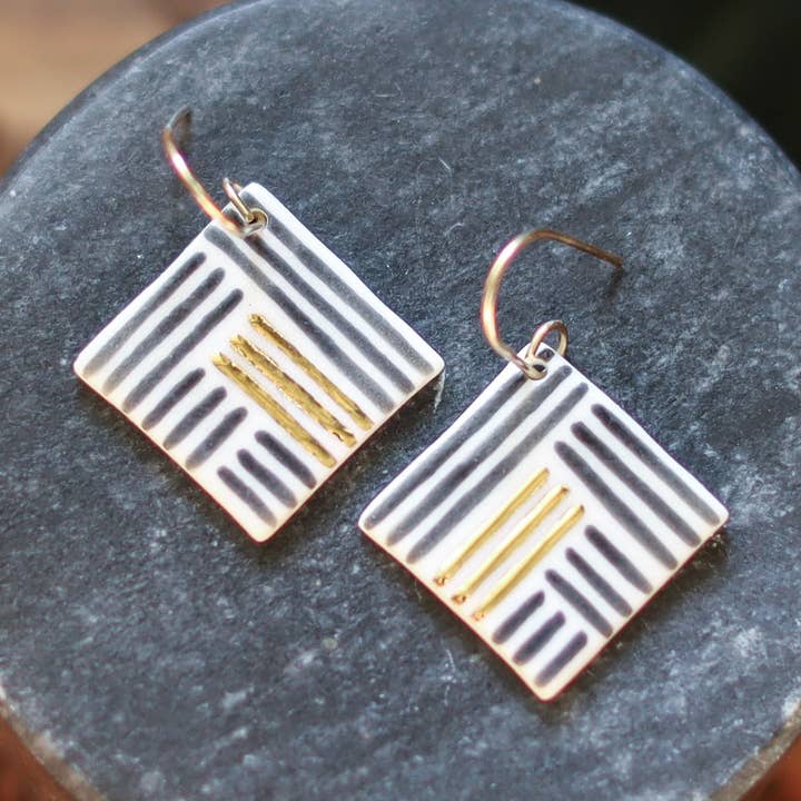 black square tile earrings for wholesale by Remnant Studios
