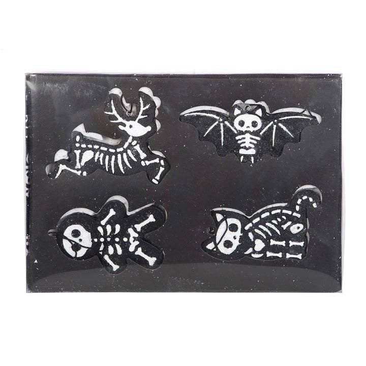 Something Different Wholesale - Wholesale Ornament Set - Set of 4 Black Skeleton Christmas Gingerbread Ornaments