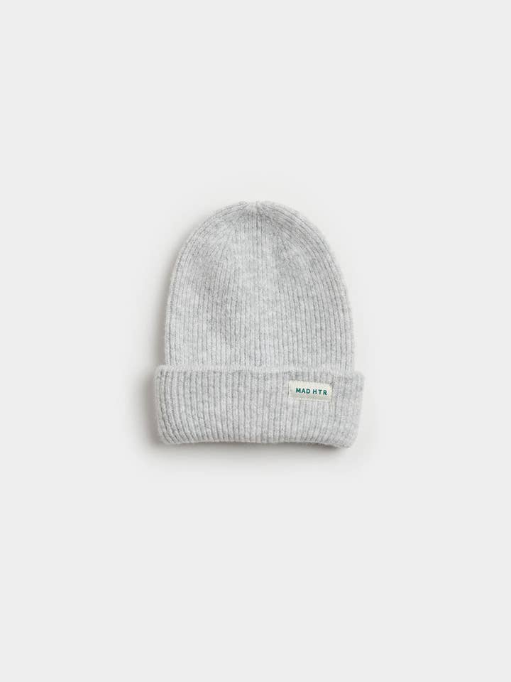 Toddler Mad Hatter Ribbed Knit Beanie - Heather Grey for wholesale by Alice & Wonder