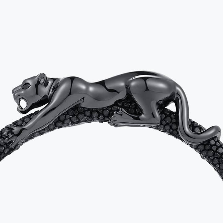 Dissoo® Genuine Leather With Sterling Silver Leopard Bracelet for wholesale by Dissoo