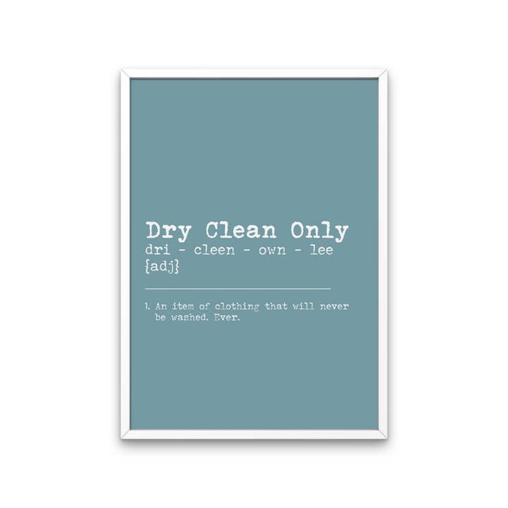 Wörterbuchdruck „Nur chemische Reinigung“ Blau für den Großhandel von Fairy Bread Designs