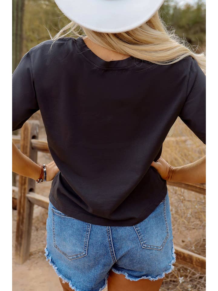 Carbon Grey Western Aztec Short Sleeve T-Shirt for wholesale on Faire