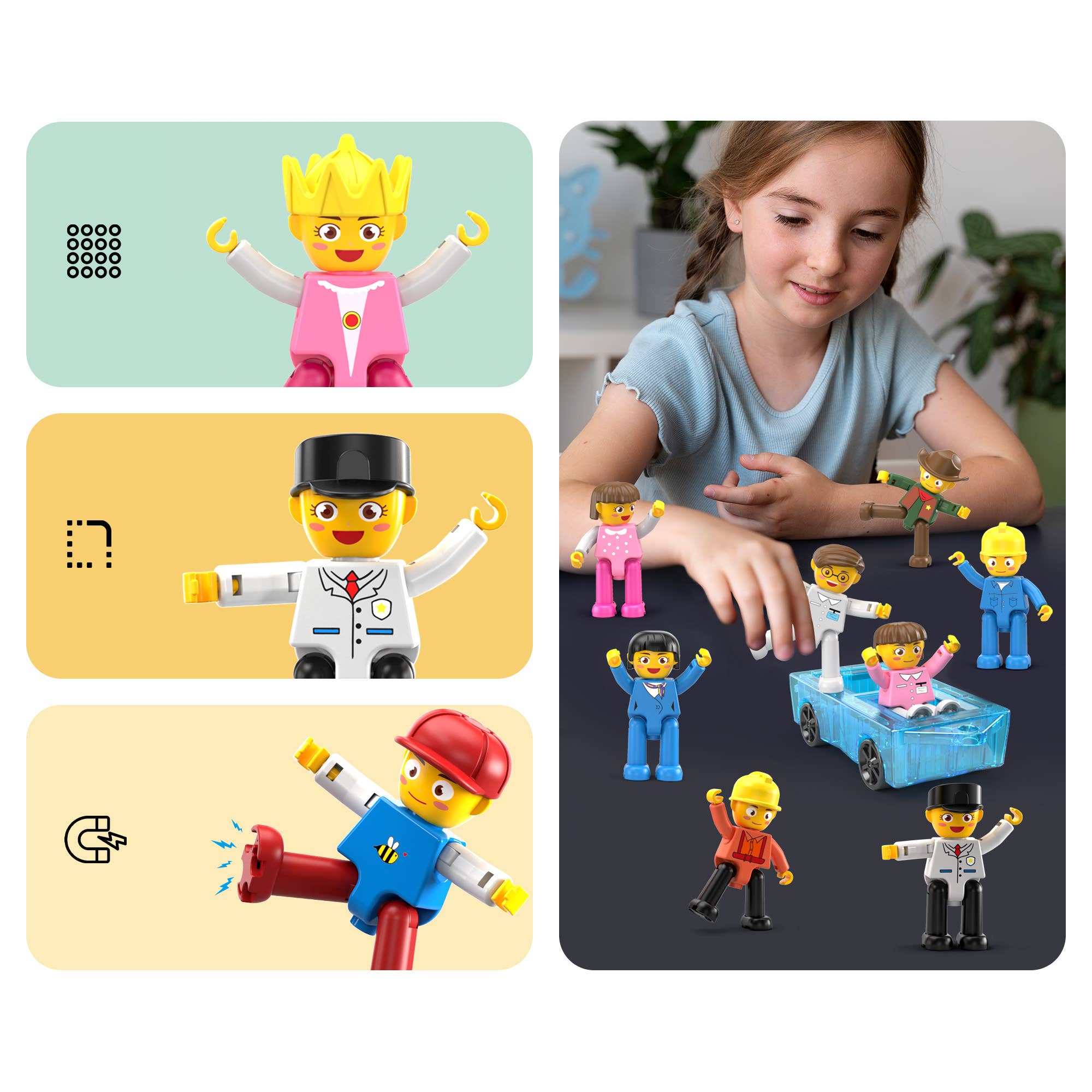 PicassoTiles - Wholesale Toy Set - Kids - PicassoTiles 15 Piece Character Figure Set PTA155