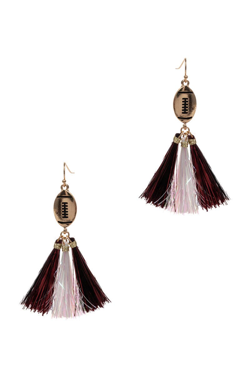 Designature New York - Wholesale Tassel Earrings - Game Day Football Shaped Tassel Hook Earrings1