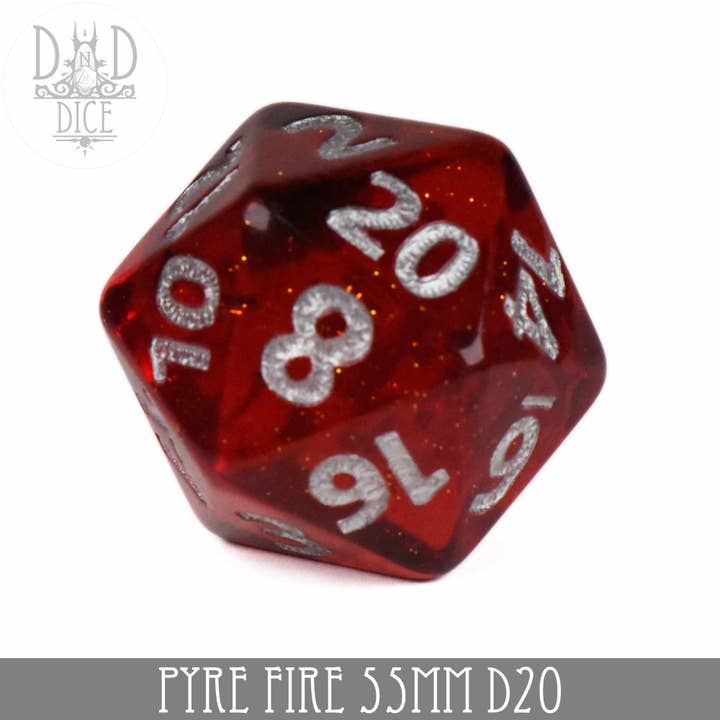 DNDDICE.COM - Wholesale Dice - 55mm D20 Pyre Fire