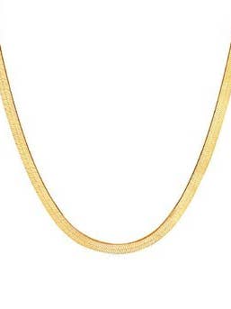 J-18K Wasserdicht, hypoallergen, anlaufgeschützt HERINGBONE VERGOLDETE EDELSTAHLHALSKETTE für den Großhandel von Trendi Lady