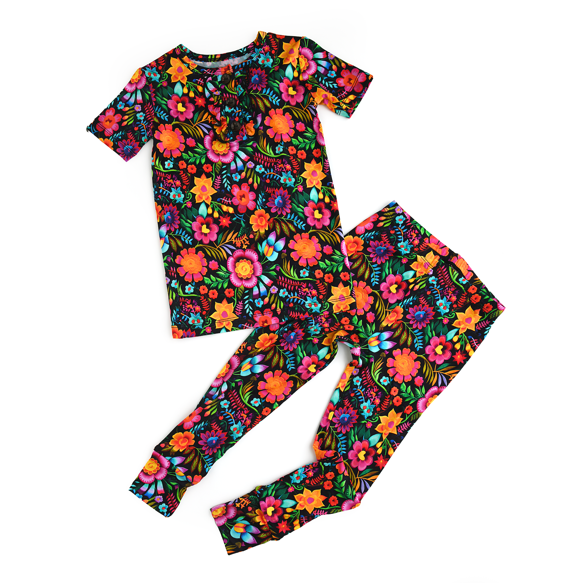 Gigi and Max - Wholesale Sleepwear Set - Kids - Bamboo Pajama Kids Clothing Sleepies Toddler 2PC Ruffle  Set Catalina 0