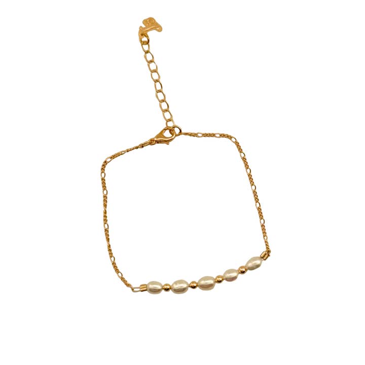SB295 18K guldbelagt armbånd med ferskvandsperler for engroshandel hos Sai Brazil
