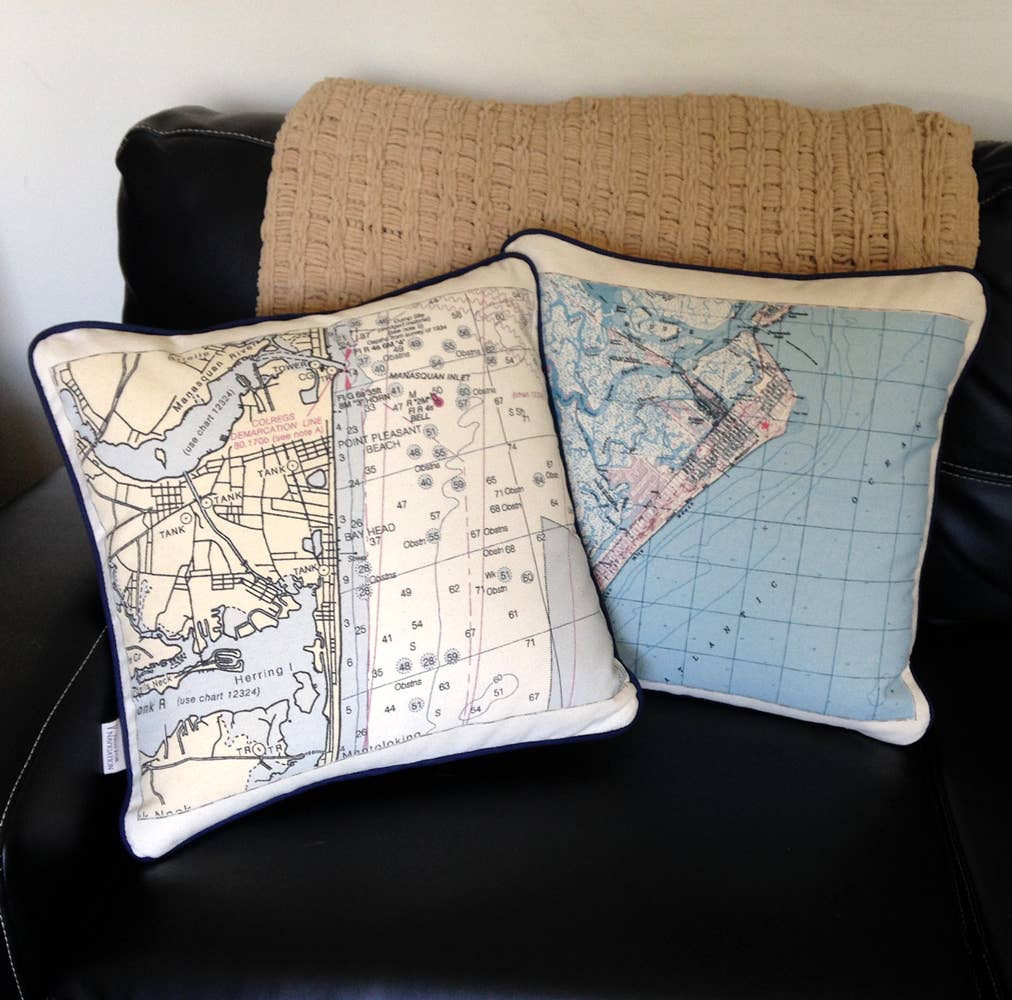 Not for Navigation - Wholesale Throw/Decorative Pillow - Decorative Canvas Pillow - Custom Location Nautical Chart15