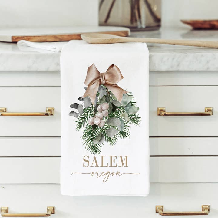 Porter Lane Home - Wholesale Tea towel - Custom Christmas Floral Tea Towel1