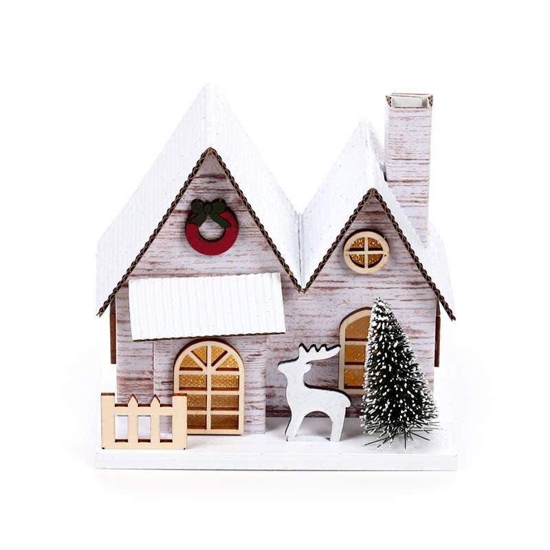 Puckator Ltd - Wholesale Ornament - Silver Birch Double Fronted Christmas House LED Decoration1