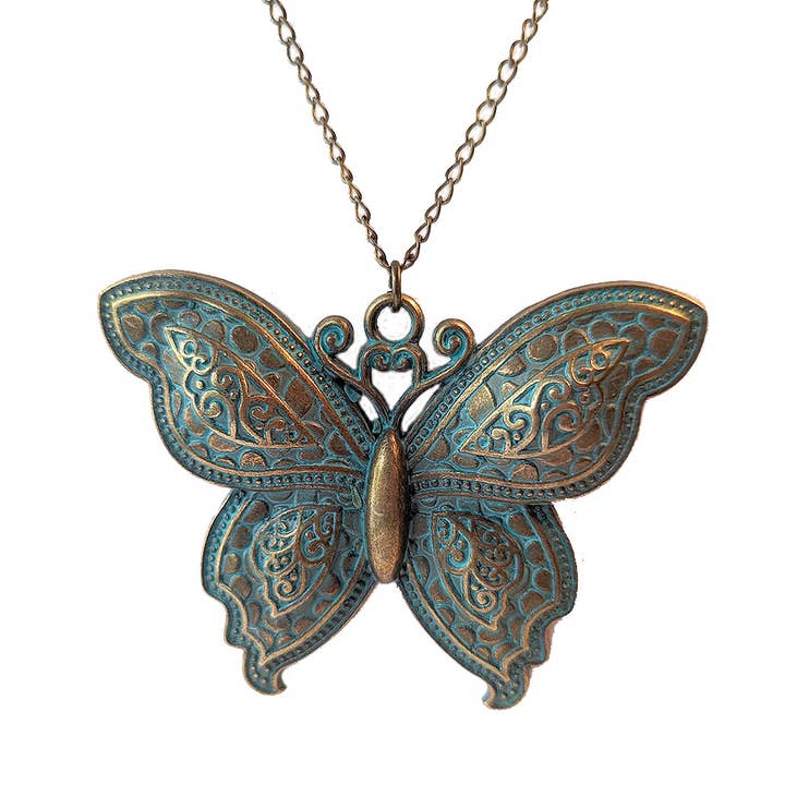 Stor fjäril vintage stil antik brons patina halsband för wholesale av Stylish Jewelry Supply
