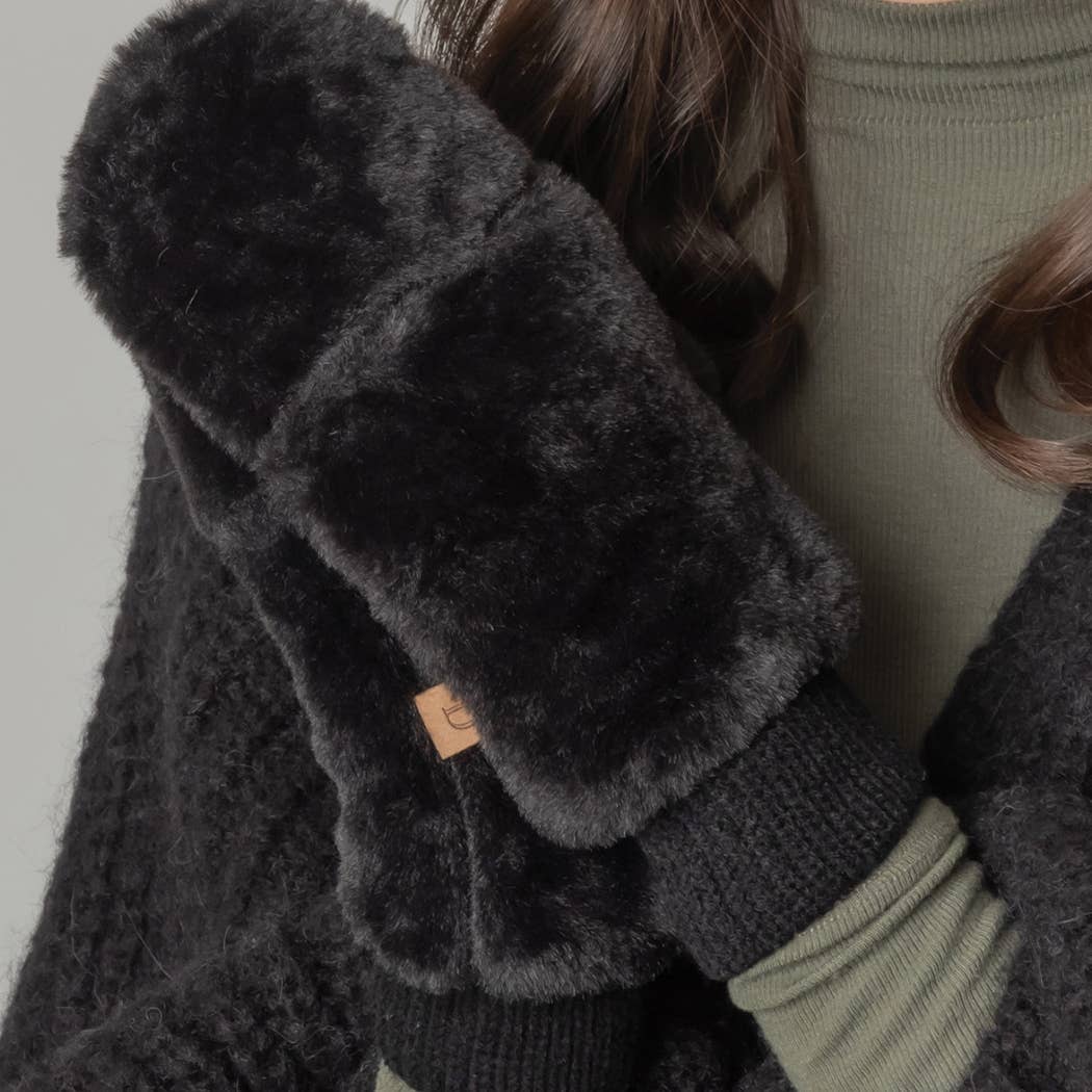 Fashion City - Wholesale Mittens - Women's - Solid Faux Fur Mittens15