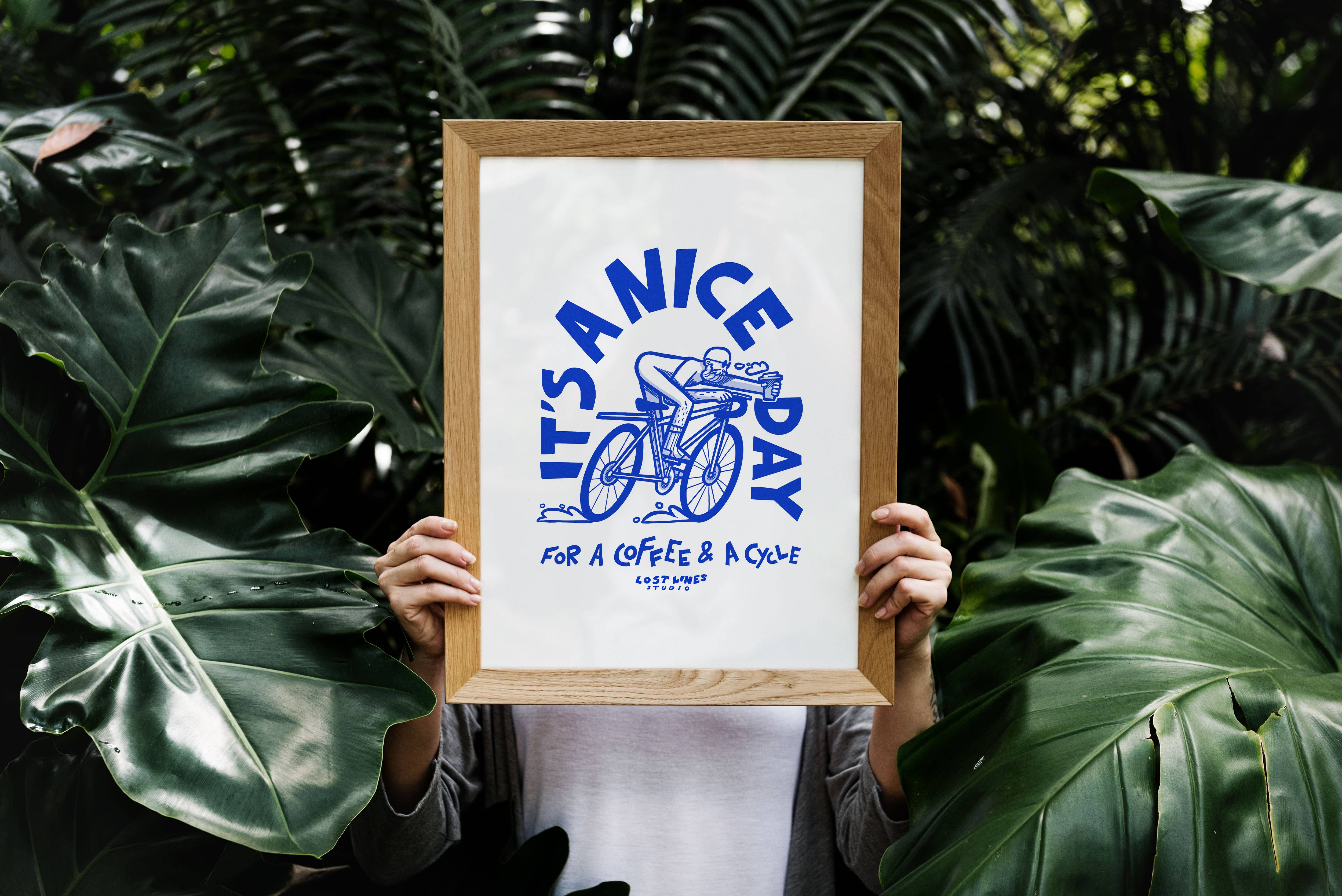 Lost Lines Studio - Wholesale Art Print -  Cycle & a Coffee | Art Print | Illustrated Print | Surf Art3