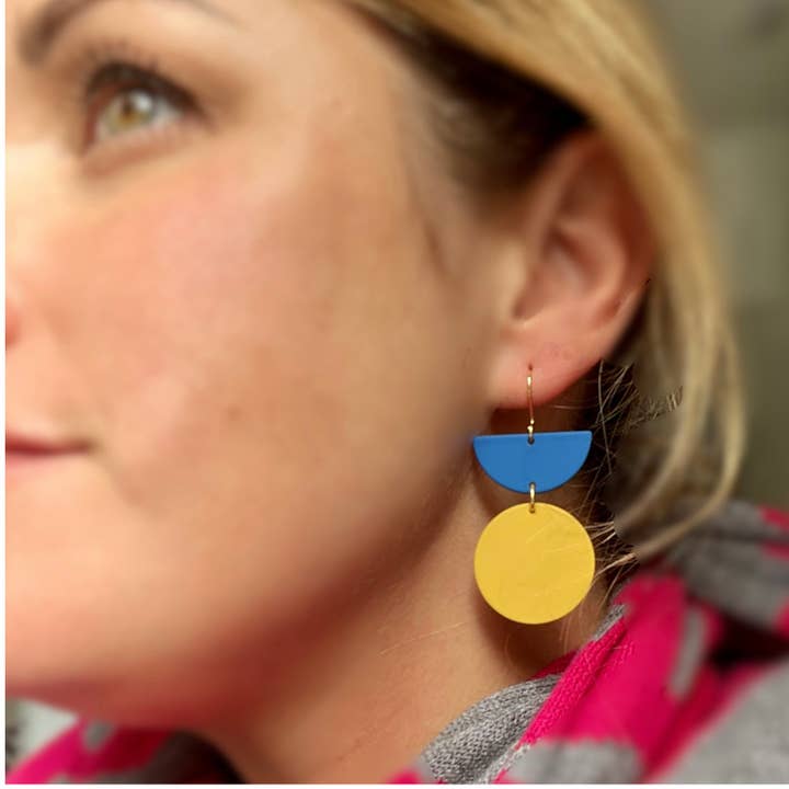 Copper Bee - Wholesale Dangle Earrings - Bright Bold Geometric Shape Statement Earrings