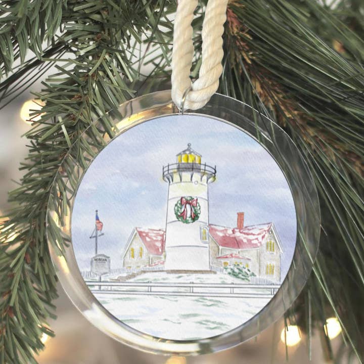 Nobska Light and Christmas Cape Cod Coastal Or voor wholesale door WonderfullyWrittenCo