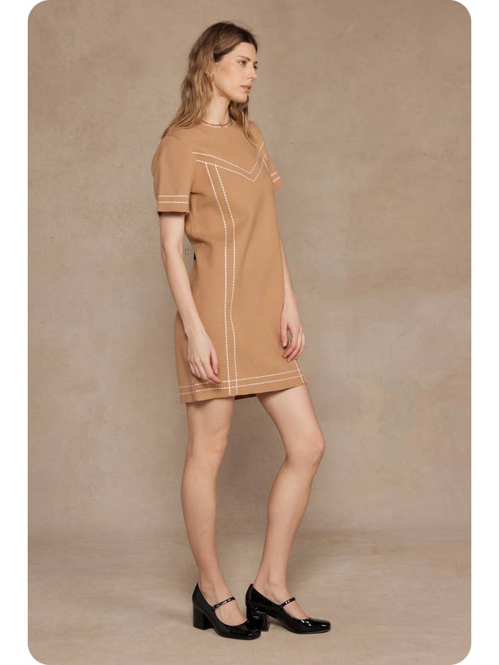 Strut & Bolt - Wholesale Dress - Women's - Thick Stitch Embroidery Knit Tee Mini Dress10