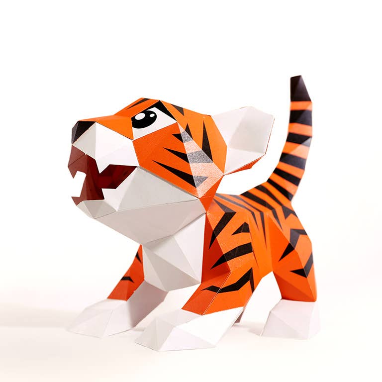 PAPERCRAFT WORLD - Vente Kit de bricolage - Modèle origami à double usage Baby Tiger, lampe animalière10