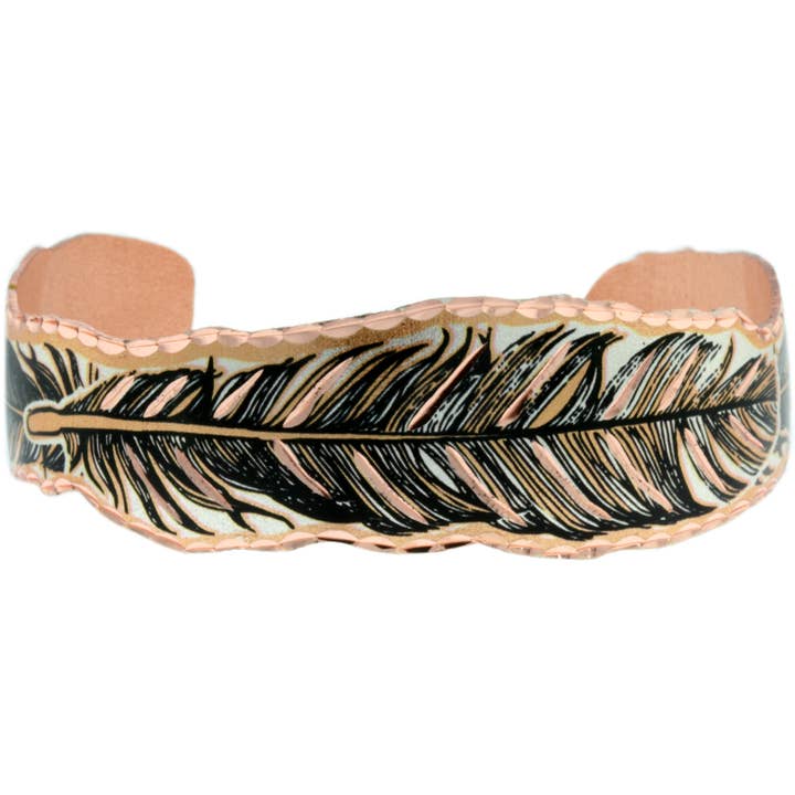 BCF 01 Handmade Copper Feather Bracelet for wholesale by COPPER ARTS INC.