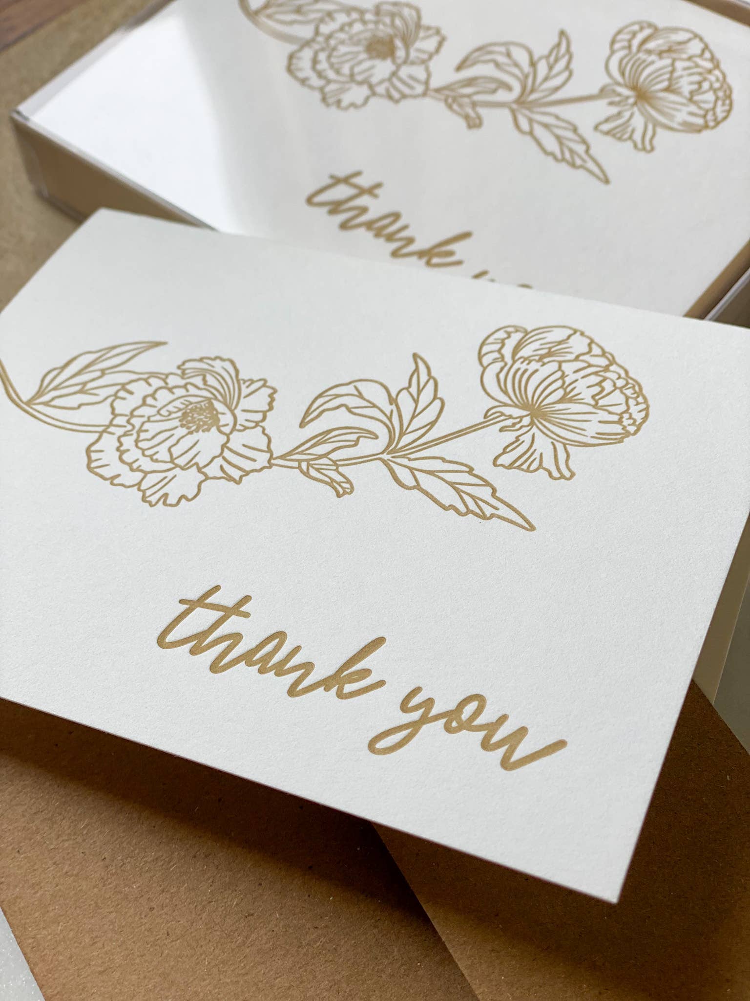 Stack Paper Press - Wholesale Thank You Card - Thank You Card Set - Gold Peony4