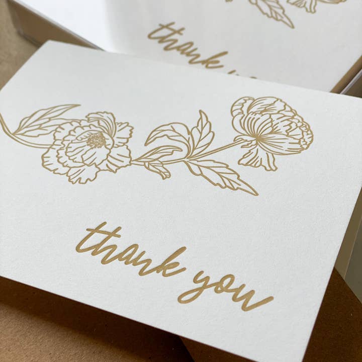 Stack Paper Press - Wholesale Thank You Card - Thank You Card Set - Gold Peony4